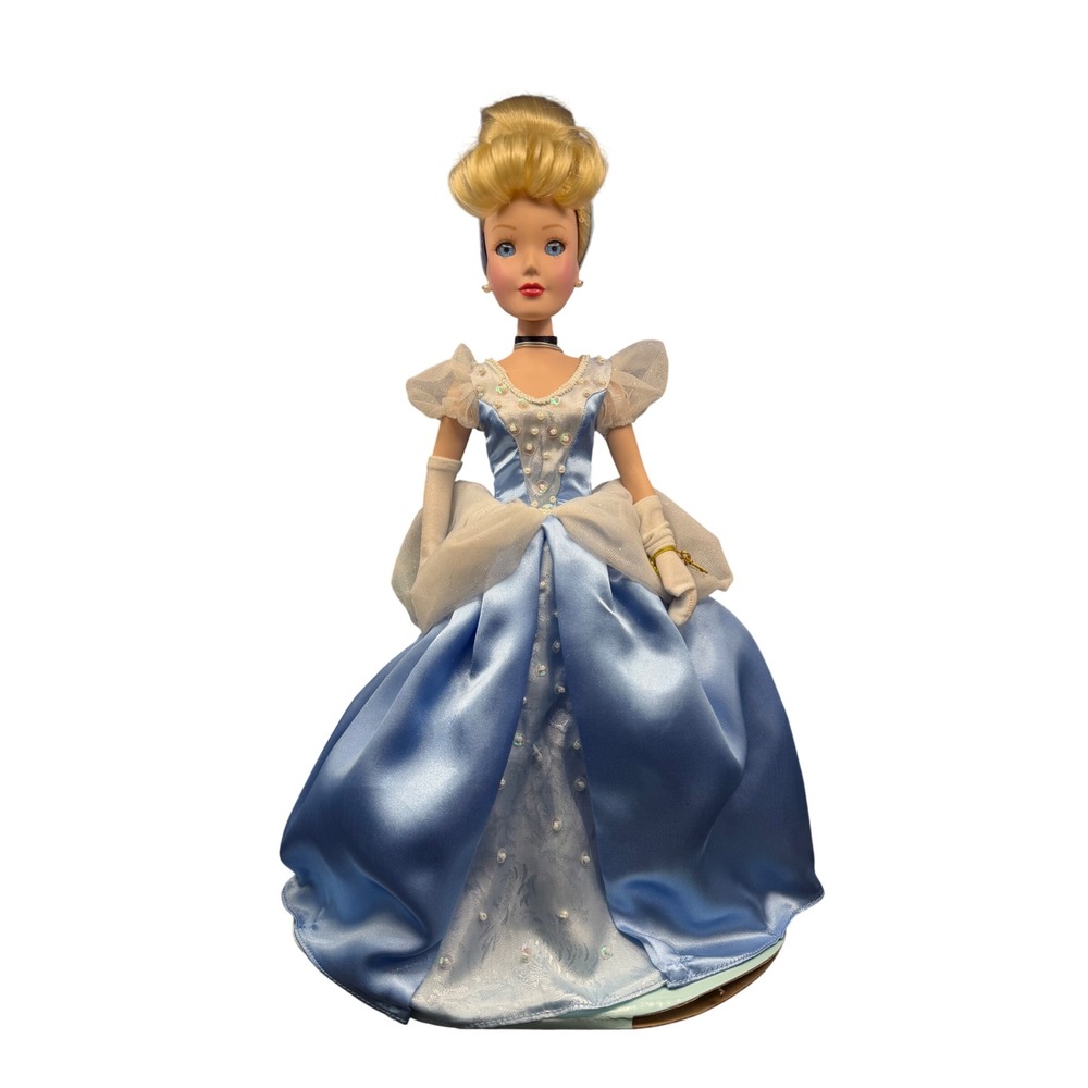 Disney Doll Girls OS Blue Cinderella Porcelain Keepsake Ballgown Faux Pearl Key